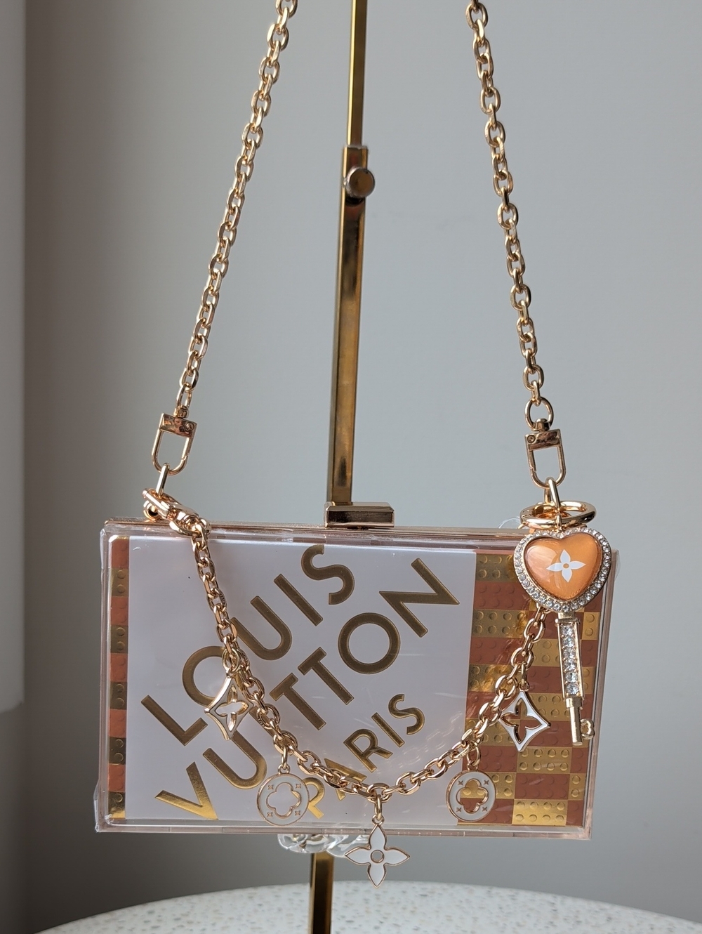 Upcycled Acrylic Lego X LV Logo Box Clutch